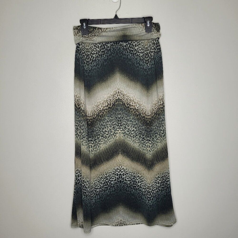 AB Studio y2k grunge animal print fold over pull on maxi midi skirt size medium